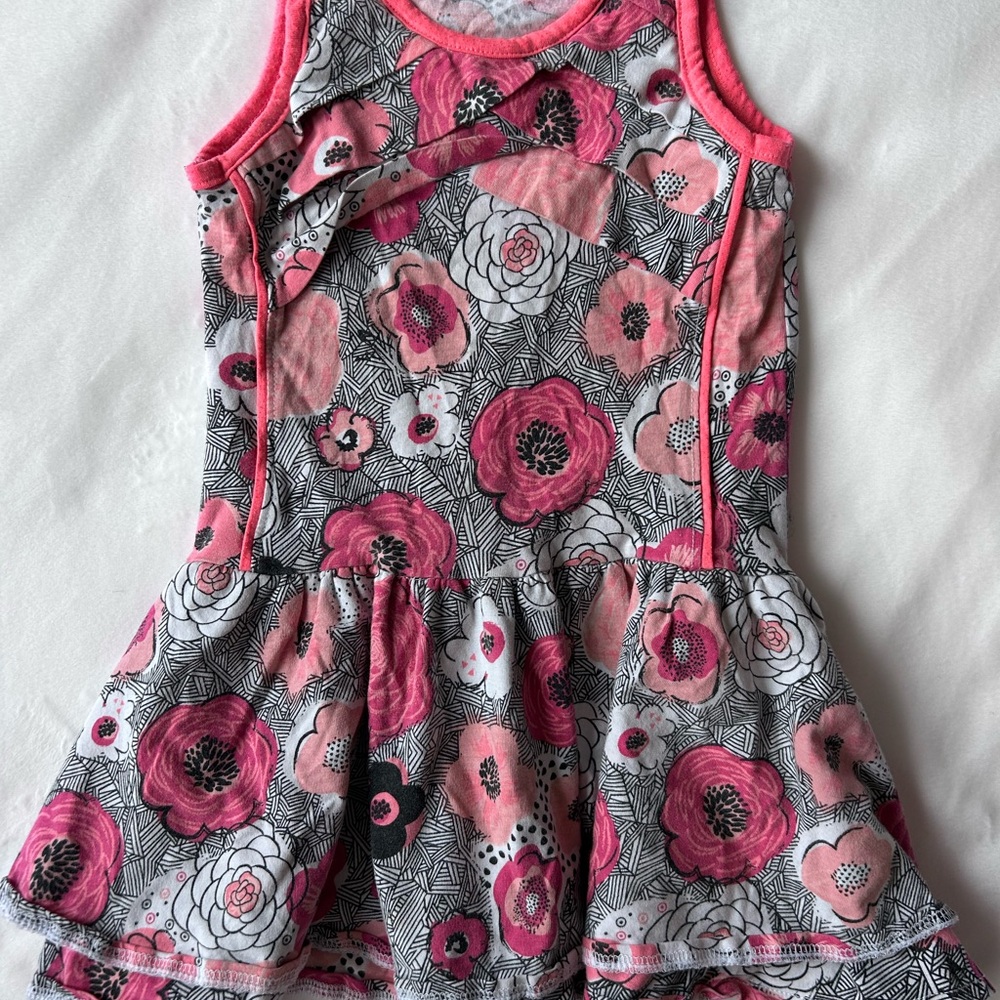 Nano Pink and White Floral Kids Dress